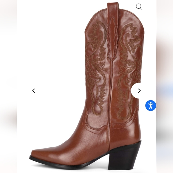 New Jeffrey Campbell DAGGET cowgirl Western boots cognac brown cowboy dark 8 NIB - Picture 1 of 6